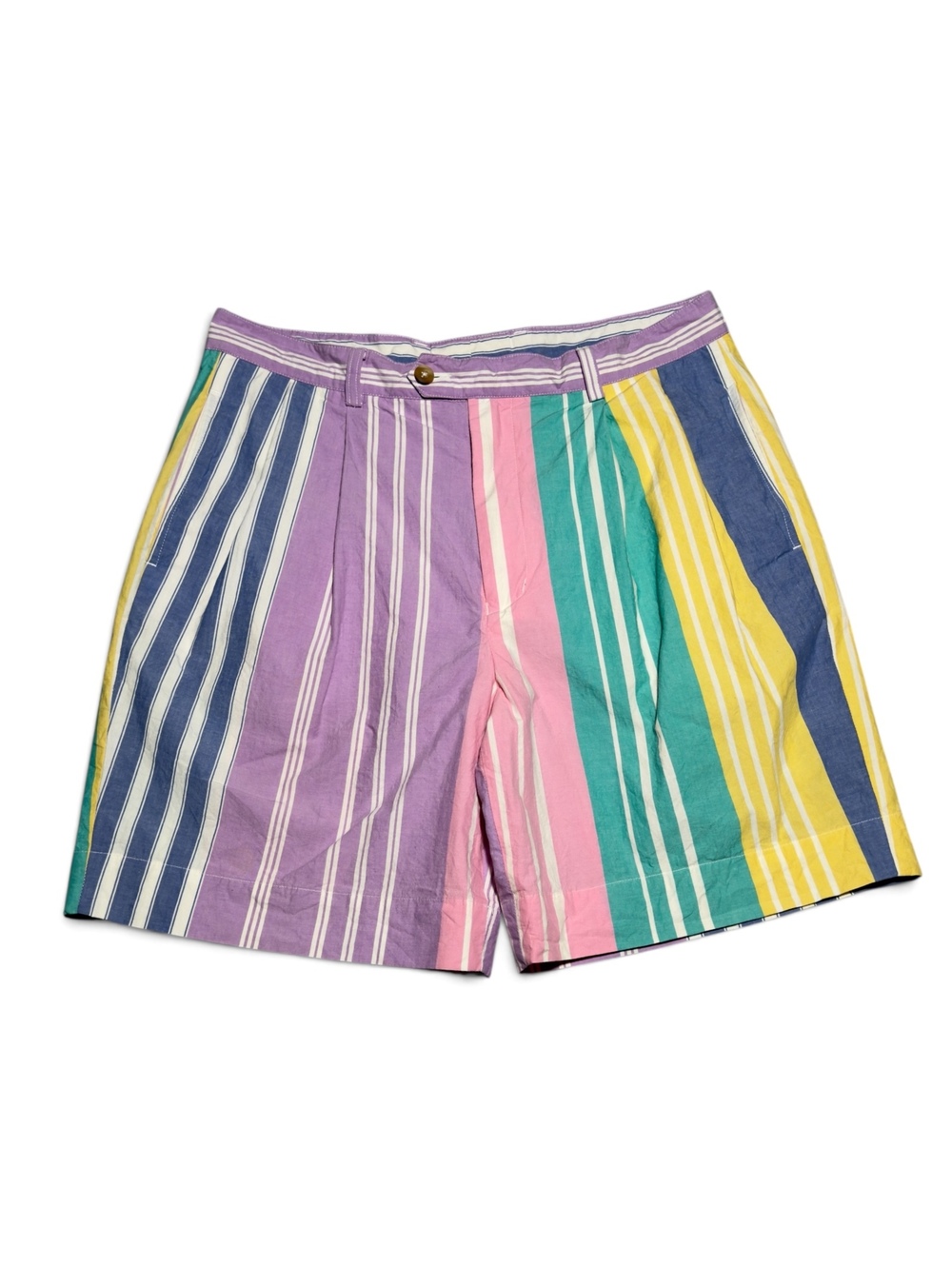Vintage Nautica Multicolor Pastel Striped Cotton Shorts Size 36